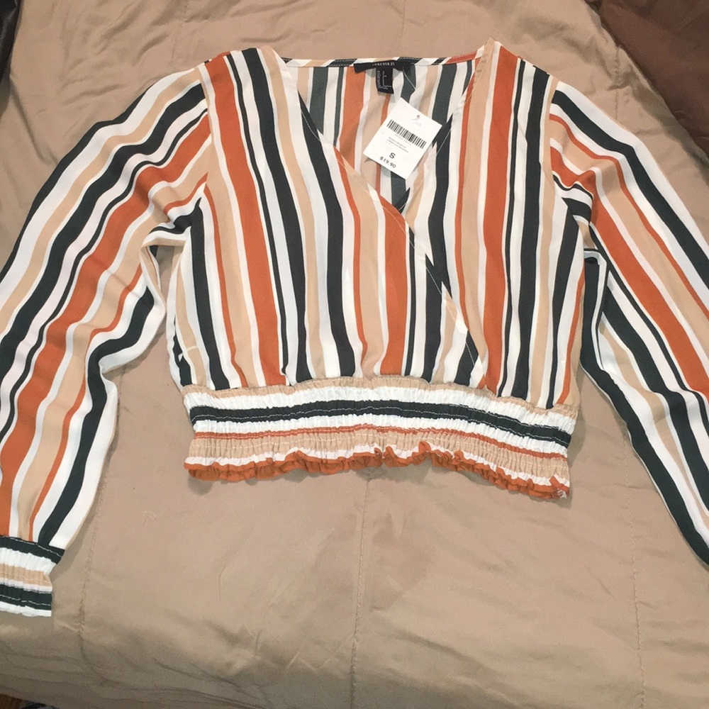 Forever 21 Cropped Striped Woven Top